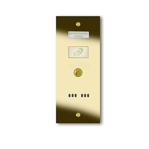 9200/1F-G 1 button brass finished stainless entrance panel - flush