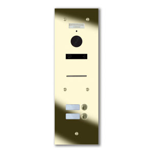 92Q/A2-G 2 button brass finished stainless entrance panel