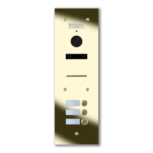 92Q/A3-G 3 button brass finished stainless entrance panel