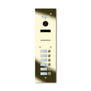 92Q/A6-G 6 button brass finished stainless entrance panel