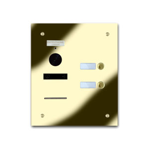 92Q/B2-G 2 button brass finished stainless entrance panel