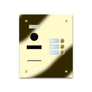 92Q/B3-G 3 button brass finished stainless entrance panel