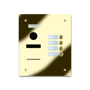 92Q/B4-G 4 button brass finished stainless entrance panel