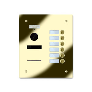 92Q/B6-G 6 button brass finished stainless entrance panel