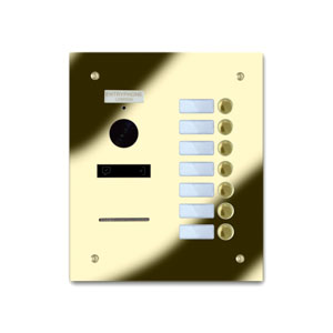 92Q/B7-G 7 button brass finished stainless entrance panel