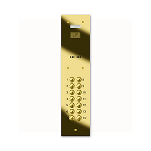 VRD/A14-G 14 button laser engraved entrance panel - brass finished stainless