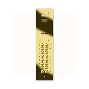 VRD/A16-G 16 button laser engraved entrance panel - brass finished stainless