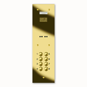 VRD/A8-G 8 button laser engraved entrance panel - brass finished stainless