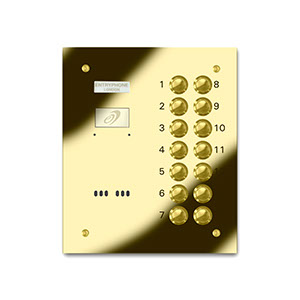 VRD/B14-G 14 button laser engraved entrance panel - brass finished stainless