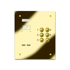VRD/B6-G 6 button laser engraved entrance panel - brass finished stainless