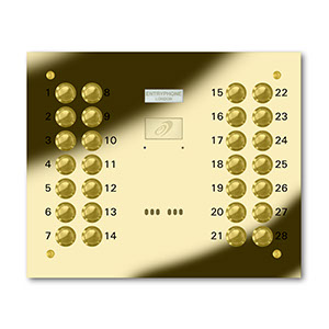 VRD/C28-G 28 button laser engraved entrance panel - brass finished stainless