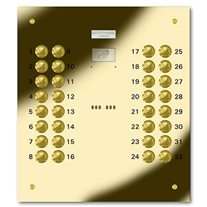 VRD/C32-G 32 button laser engraved entrance panel - brass finished stainless