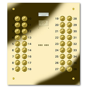 VRD/C36-G 36 button laser engraved entrance panel - brass finished stainless