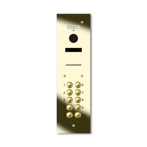 VRQD/A10-G 10 button laser engraved entrance panel - brass finished stainless