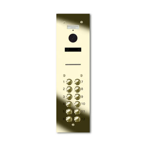VRQD/A12-G 12 button laser engraved entrance panel -brass finished stainless
