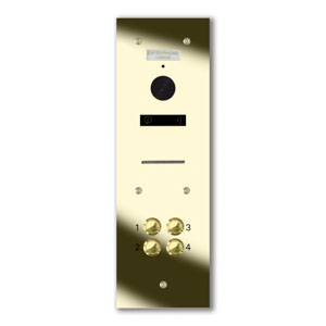 VRQD/A4-G 4 button laser engraved entrance panel - brass finished stainless
