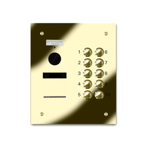 VRQD/B10-G 10 button laser engraved entrance panel - brass finished stainless