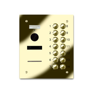 VRQD/B14-G 14 button laser engraved entrance panel - brass finished stainless