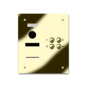 VRQD/B4-G 4 button laser engraved entrance panel - brass finished stainless