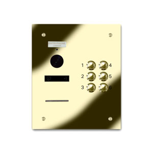 VRQD/B6-G 6 button laser engraved entrance panel - brass finished stainless