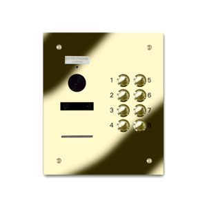 VRQD/B8-G 8 button laser engraved entrance panel - brass finished stainless