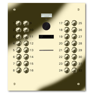 VRQD/C32-G 32 button laser engraved entrance panel - brass finished stainless