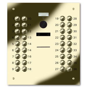 VRQD/C36-G 36 button laser engraved entrance panel - brass finished stainless