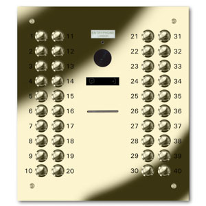 VRQD/C40-G 40 button laser engraved entrance panel - brass finished stainless