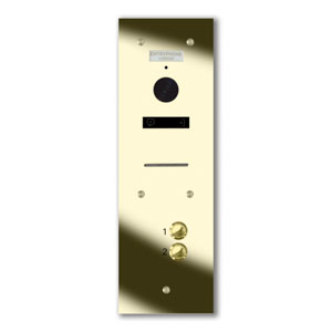 VRQS/A2-G 2 button laser engraved entrance panel - brass finished stainless