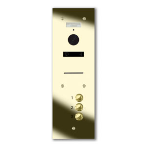 VRQS/A3-G 3 button laser engraved entrance panel - brass finished stainless