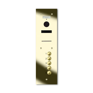 VRQS/A5-G 5 button laser engraved entrance panel - brass finished stainless