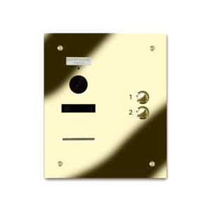 VRQS/B2-G 2 button laser engraved entrance panel - brass finished stainless