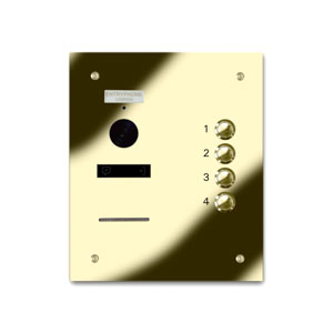 VRQS/B4-G 4 button laser engraved entrance panel - brass finished stainless