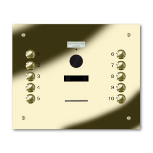VRQS/C10-G 10 button laser engraved entrance panel - brass finished stainless