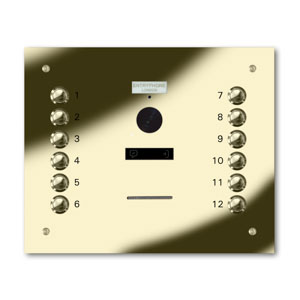 VRQS/C12-G 12 button laser engraved entrance panel - brass finished stainless