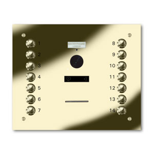 VRQS/C14-G 14 button laser engraved entrance panel - brass finished stainless