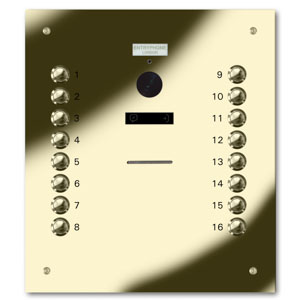 VRQS/C16-G 16 button laser engraved entrance panel - brass finished stainless