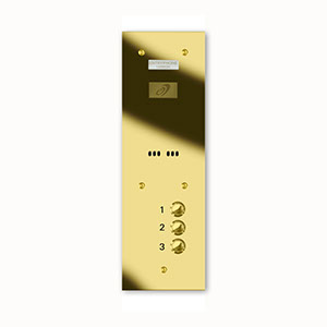 VRS/A3-G 3 button laser engraved entrance panel - brass finished stainless