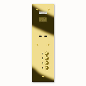 VRS/A4-G 4 button laser engraved entrance panel - brass finished stainless