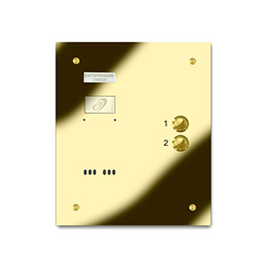 VRS/B2-G 2 button laser engraved entrance panel - brass finished stainless