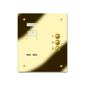 VRS/B3-G 3 button laser engraved entrance panel - brass finished stainless