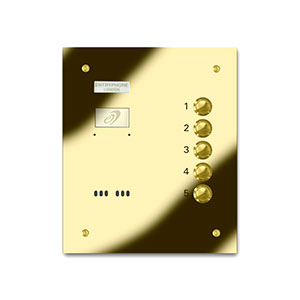 VRS/B5-G 5 button laser engraved entrance panel - brass finished stainless