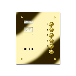 VRS/B6-G 6 button laser engraved entrance panel - brass finished stainless
