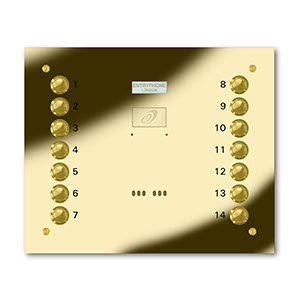 VRS/C14-G 14 button laser engraved entrance panel - brass finished stainless