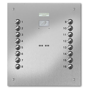 VRS/C16-S 16 button laser engraved entrance panel - stainless steel