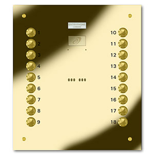 VRS/C18-G 18 button laser engraved entrance panel - brass finished stainless