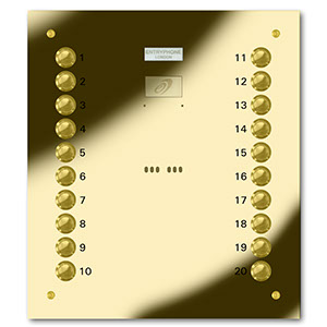 VRS/C20-G 20 button laser engraved entrance panel - brass finished stainless